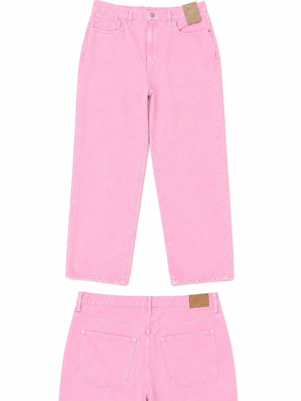 Madewell Baggy Straight Jeans Garment Dyed Pink High Rise Slouchy Denim W32 NWT - Picture 10 of 10